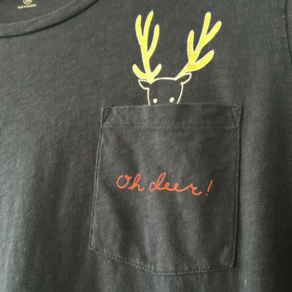 J Crew Mercantile Oh Deer! Navy Blue Holiday Pocket Tee Size 3X w MEASUREMENTS - Picture 9 of 9